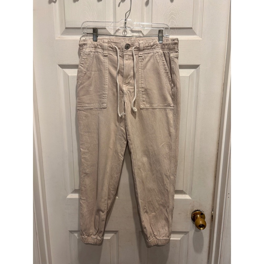 American Eagle Women 8 Regular Khaki Tan Elastic Waist Drawstring Jogger Pants